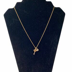 Golden Lock & Key Pendant Necklace Rhinestone Gold Chain For Women